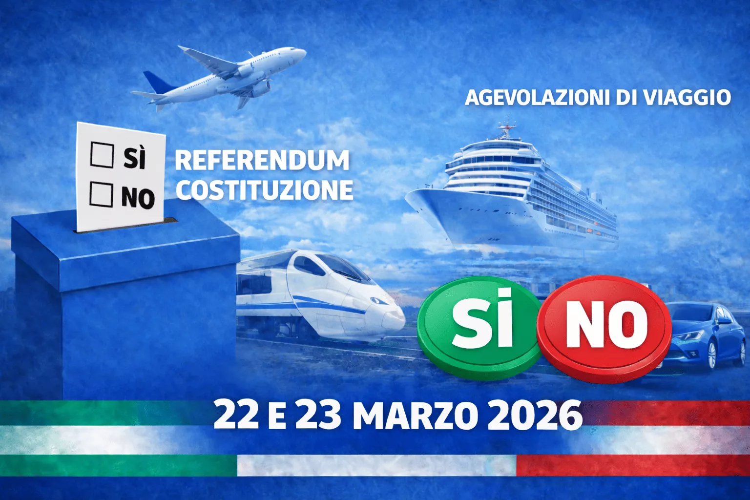 Referendum 22-23 marzo 2026: agevolazioni di viaggio per gli elettori